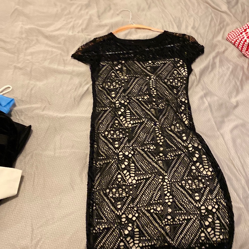 Form fitting cut out dress from Weston, size XS, Black and Tan